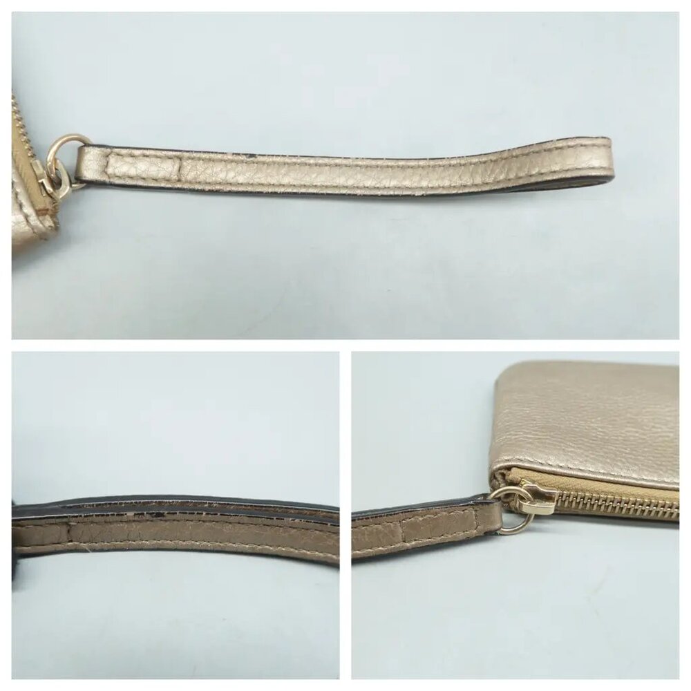 100% Authentic GUCCI Soho Champagne Leather Clutch Bag 323-091424 - Picture 6 of 12